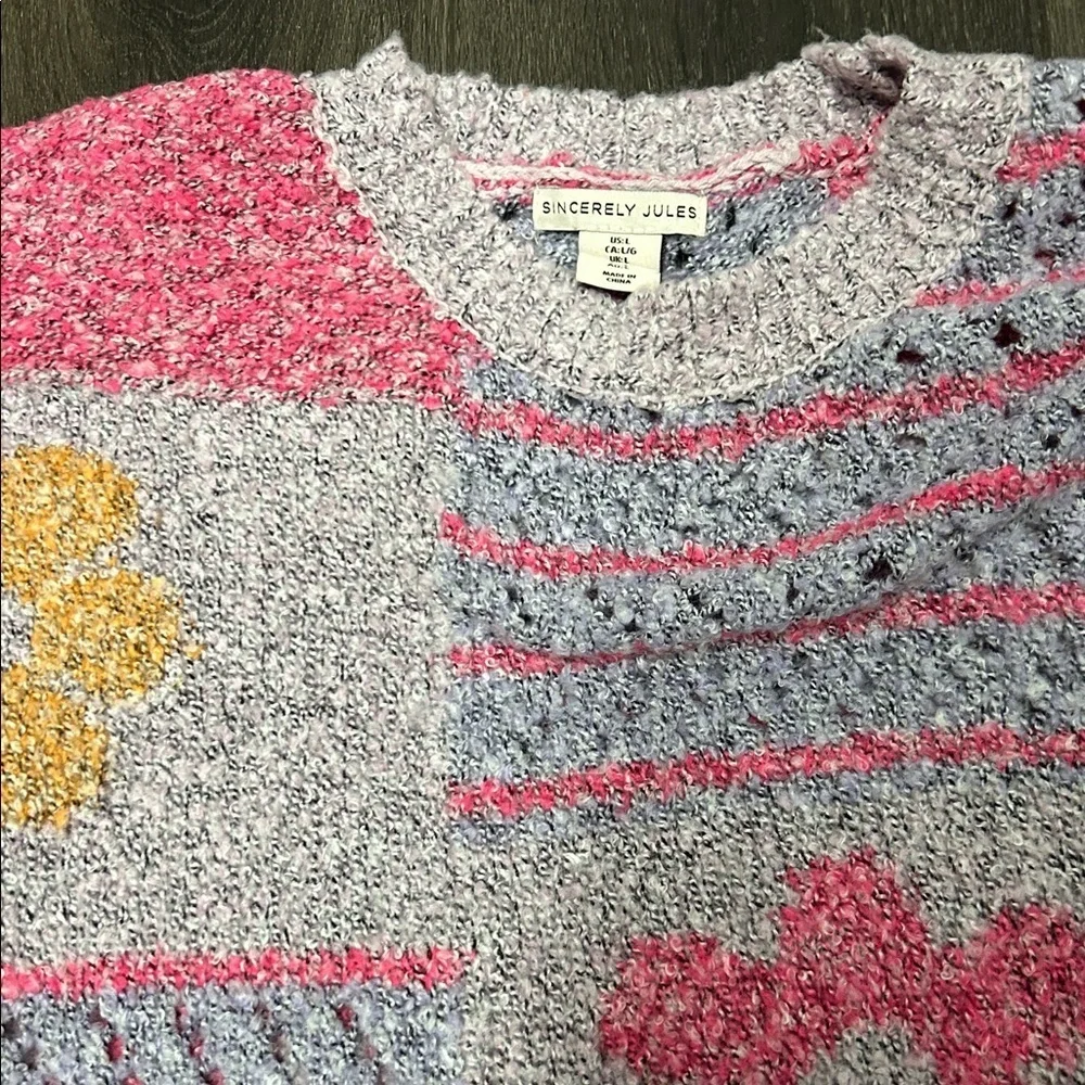 Oversized Boxy Bell Sleeve Lavendar Pink Sweater
